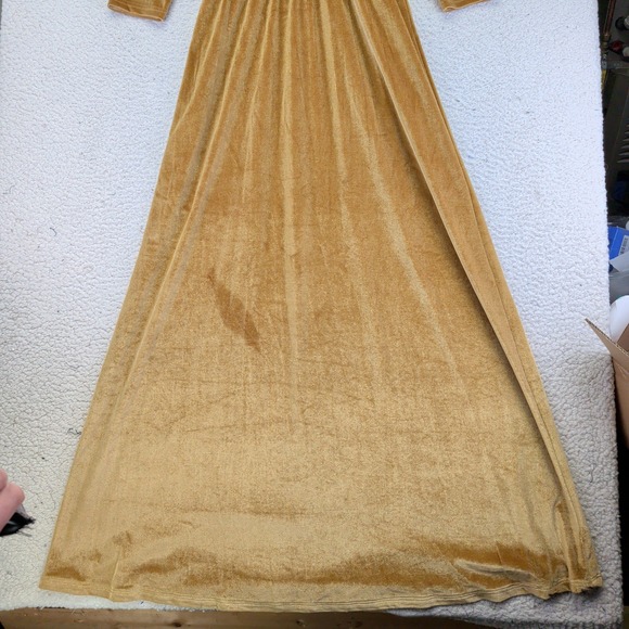 BALTIC BORN Sofia Gold Velvet Wrap Maxi Dress Long Sleeve Women's Small - Picture 6 of 9